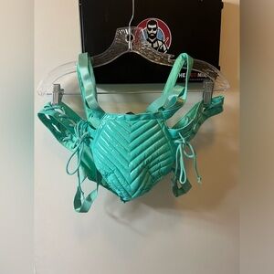 NWT Dolls Kill / Club Exx Teal Rude Awakening Rave Bottoms